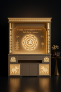 Illuminated 3D Lotus Corian Home Altar in a dark luxury setting