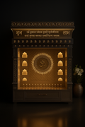 Illuminated Om Mandala Sanctuary with Modern Dome in a dark luxury setting