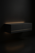 Ivory Wave — Floating Wall-Mounted Console in a dark luxury setting