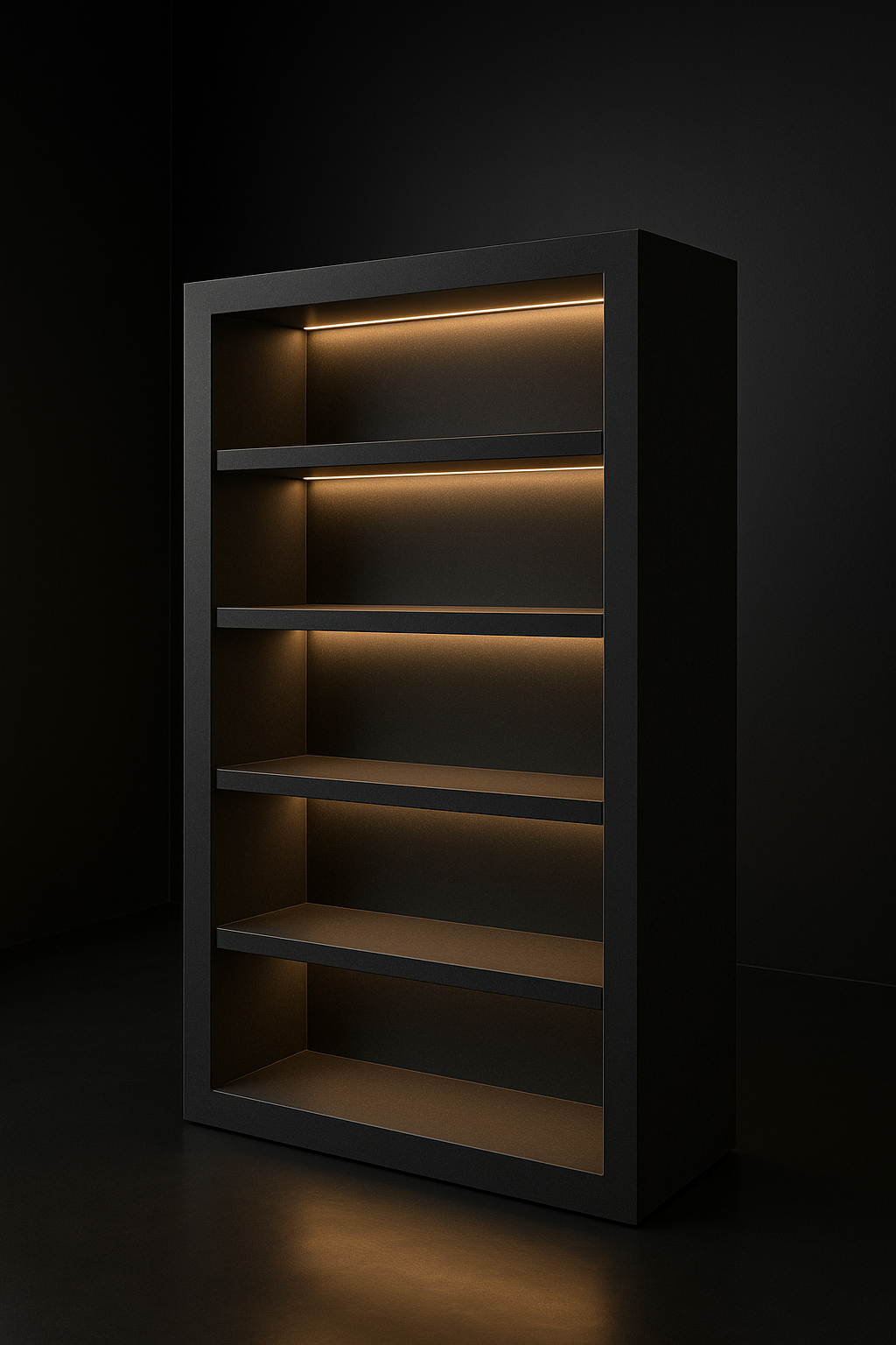 Ivory Wave — Display Shelving Unit in a dark luxury setting