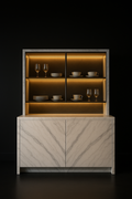 Linea — Crockery Unit With Counter in a dark luxury setting