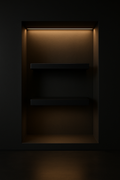 Lotus — Niche Shelf Set in a dark luxury setting