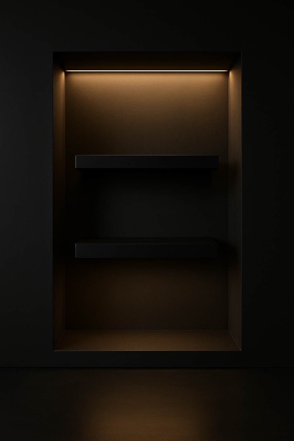 Lotus — Niche Shelf Set in a dark luxury setting