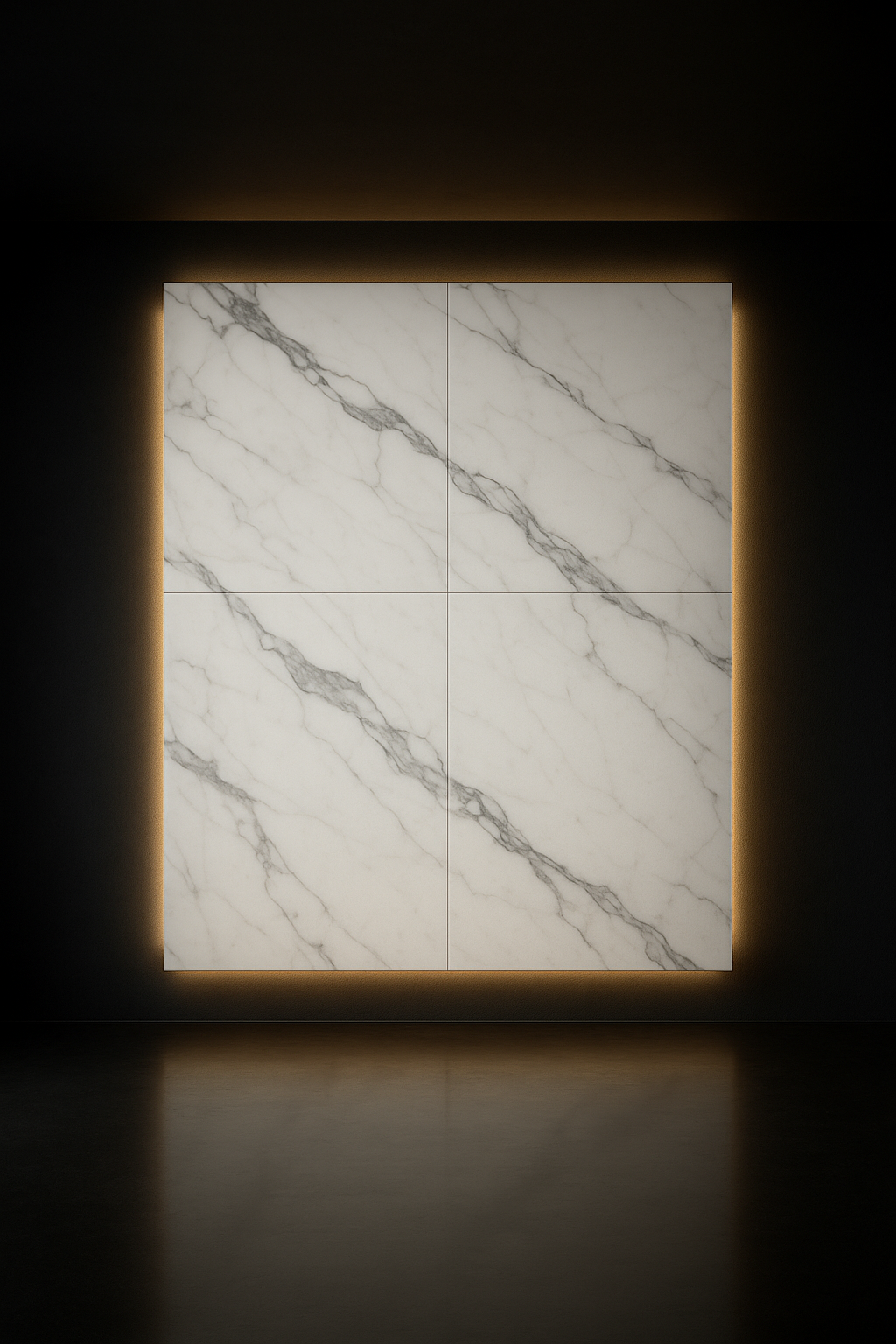 Lumina — Backlit Feature Wall Panel in a dark luxury setting