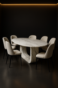 Lumina — Oval Corian Dining Table in a dark luxury setting