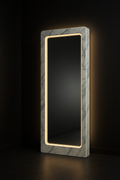 Lumina — Full-Length Floor Mirror in a dark luxury setting