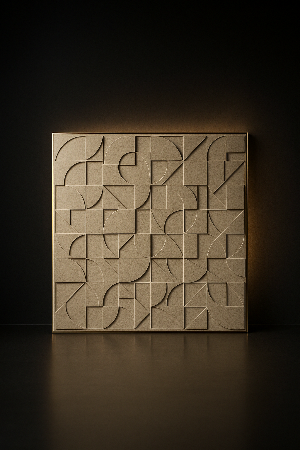 Marble Veil — Geometric Relief Wall Panel in a dark luxury setting