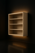 Marble Veil — Floating Bookshelf in a dark luxury setting