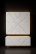 Meridian — Wall And Base Crockery Unit in a dark luxury setting