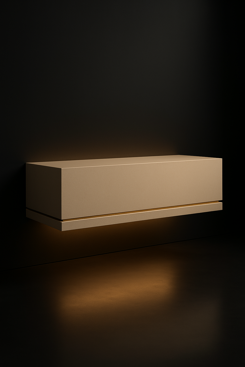 Mirage — Floating Wall-Mounted Console in a dark luxury setting