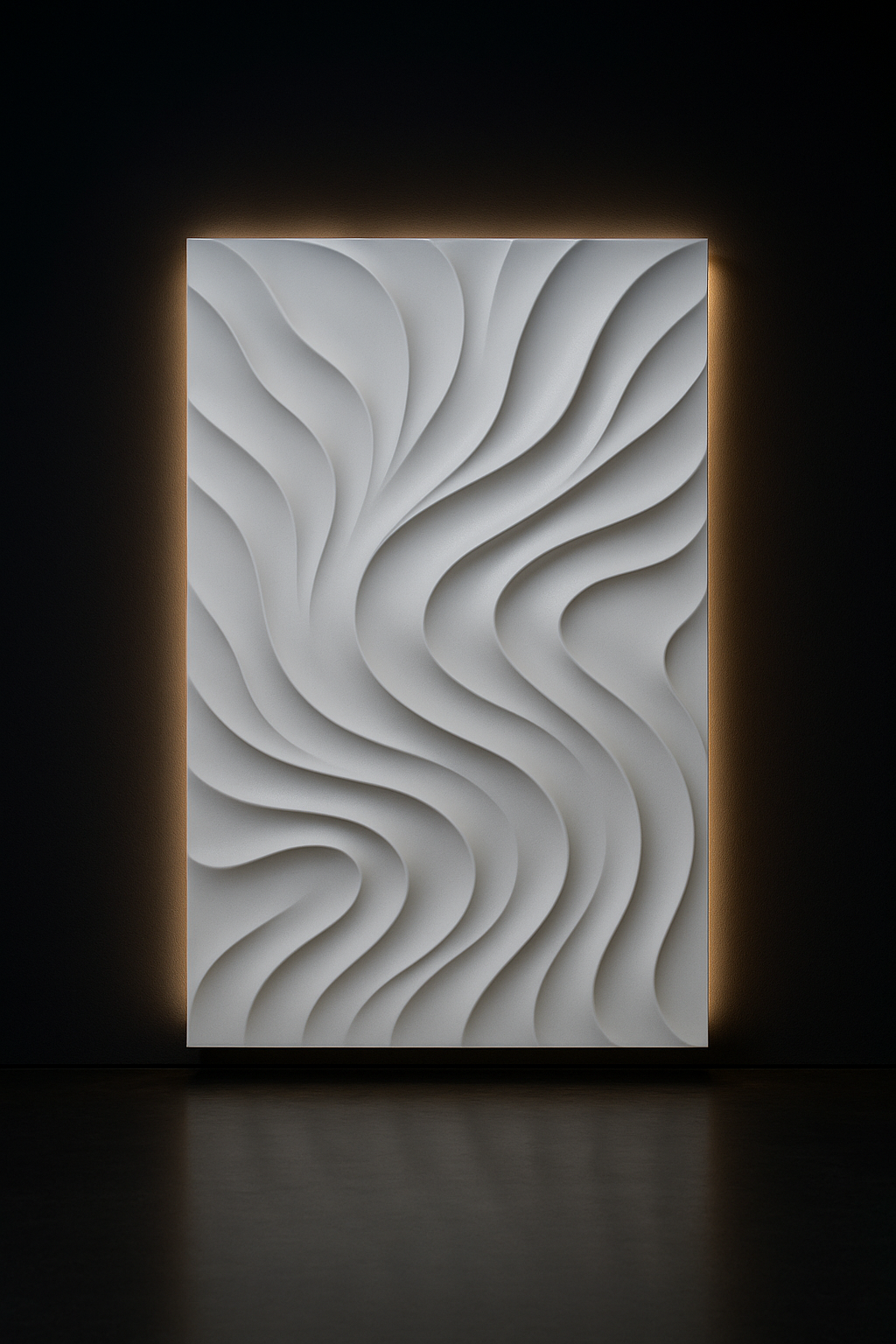 Monolith — 3D CNC-Carved Wall Panel in a dark luxury setting
