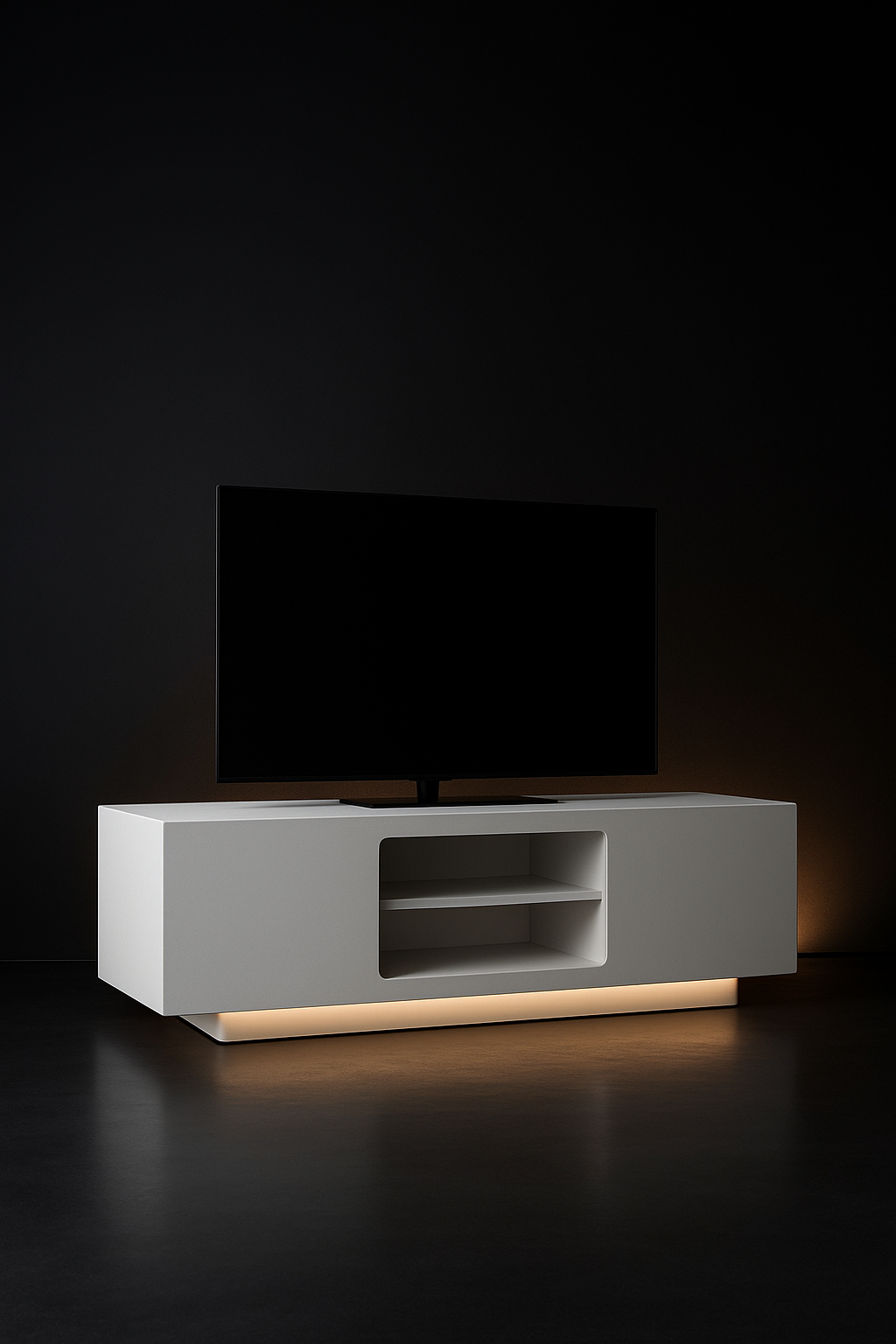 Monolith — TV Media Unit in a dark luxury setting