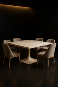 Nimbus — Square Corian Dining Table in a dark luxury setting
