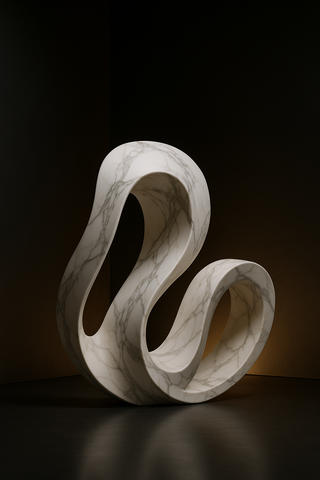 Obelisk — Flowing Abstract Sculpture in a dark luxury setting