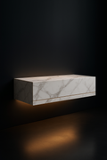 Obelisk — Floating Wall-Mounted Console in a dark luxury setting