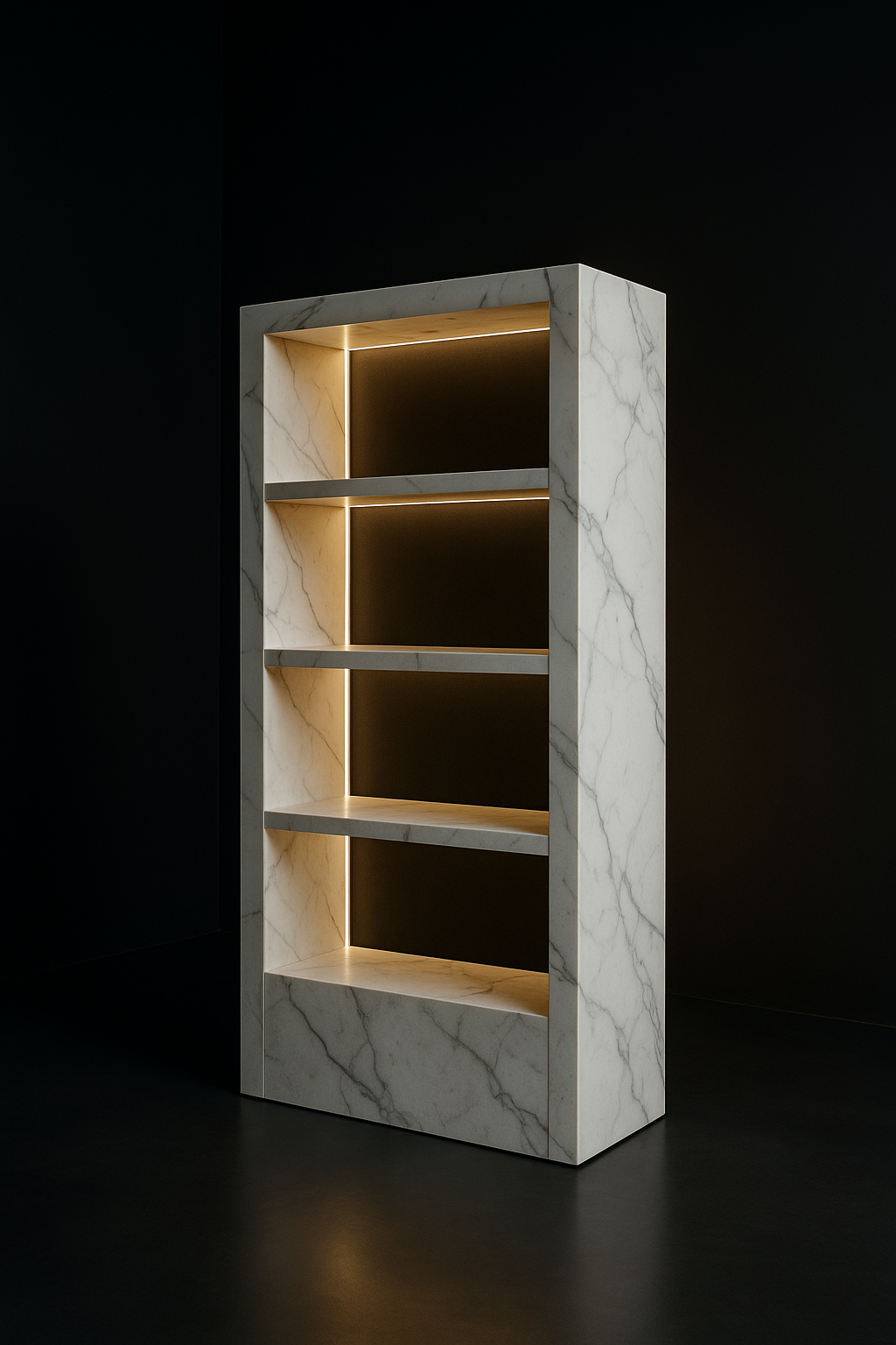 Obelisk — Display Shelving Unit in a dark luxury setting
