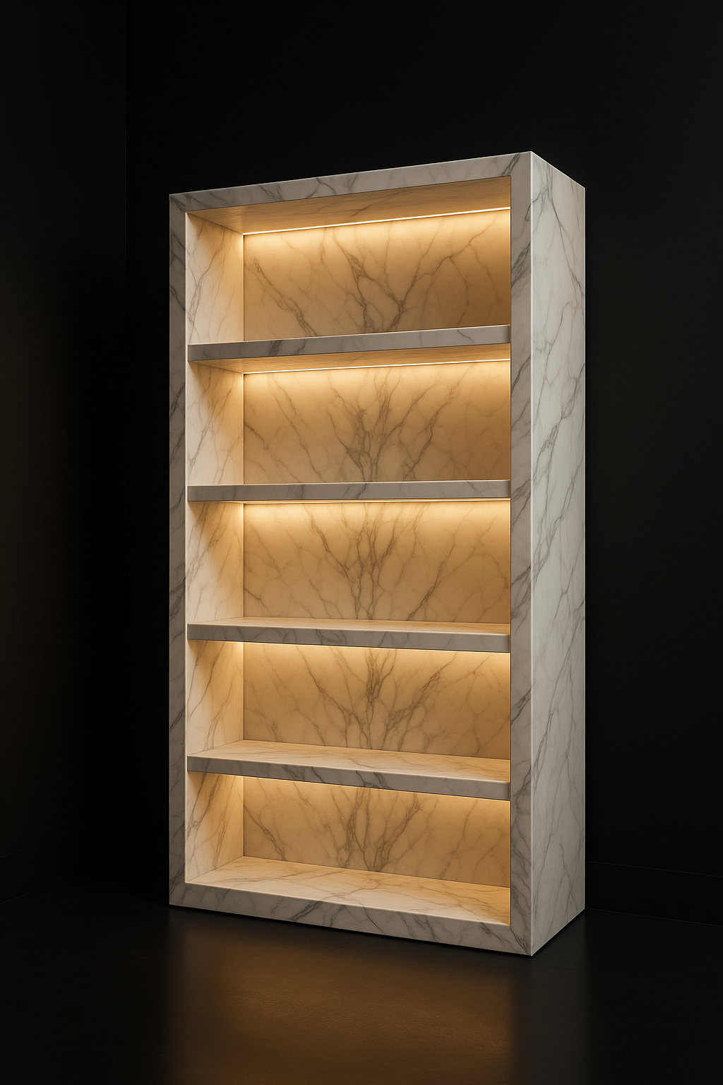 Obelisk — Display Shelving Unit in a dark luxury setting
