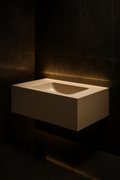 Orbit — Single-Basin Floating Vanity in a dark luxury setting