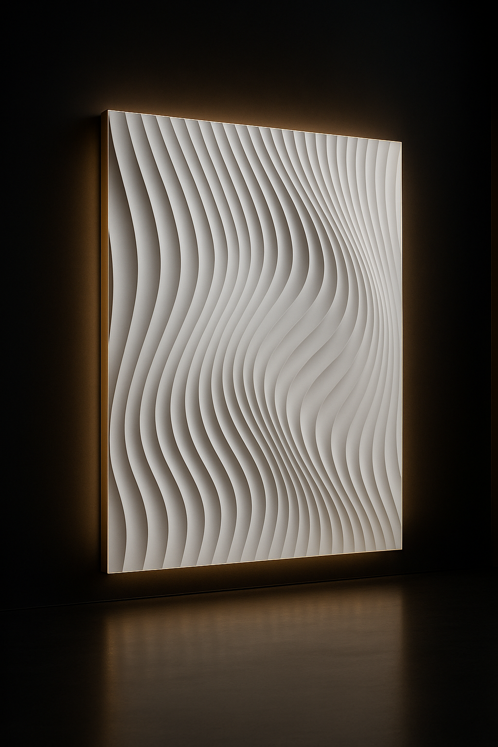 Pearl — Parametric Wave Wall Panel in a dark luxury setting