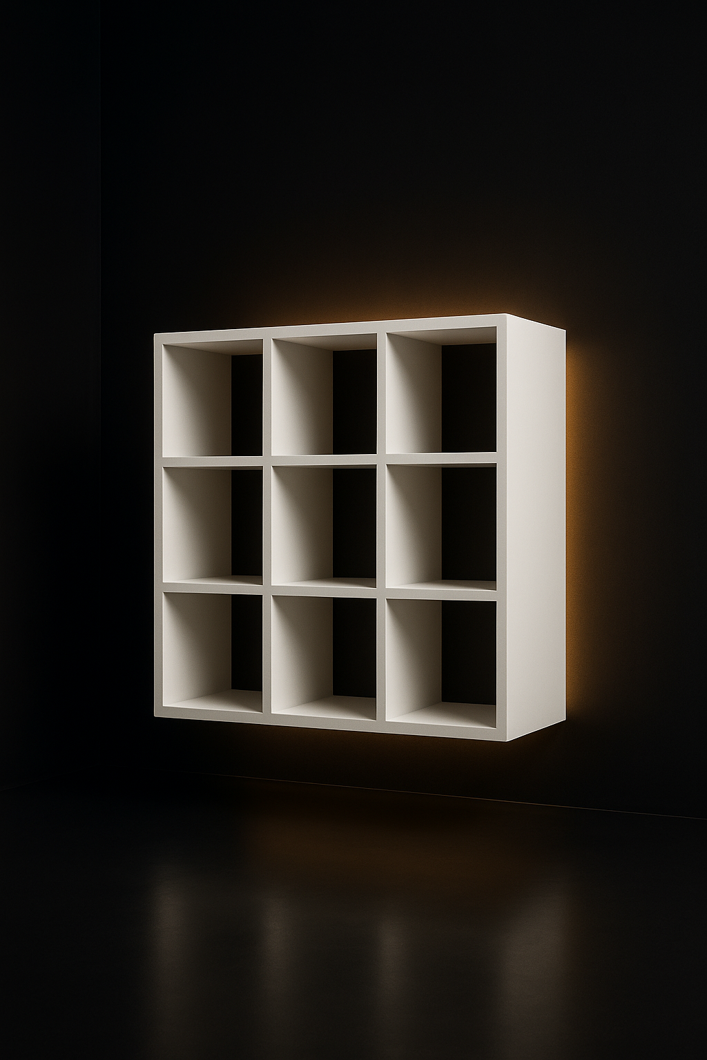 Pearl — Modular Cube Bookshelf in a dark luxury setting