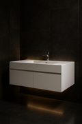 Plinth — Wall-Hung Vanity in a dark luxury setting
