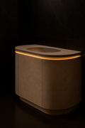 Ridge — Curved-Front Vanity in a dark luxury setting
