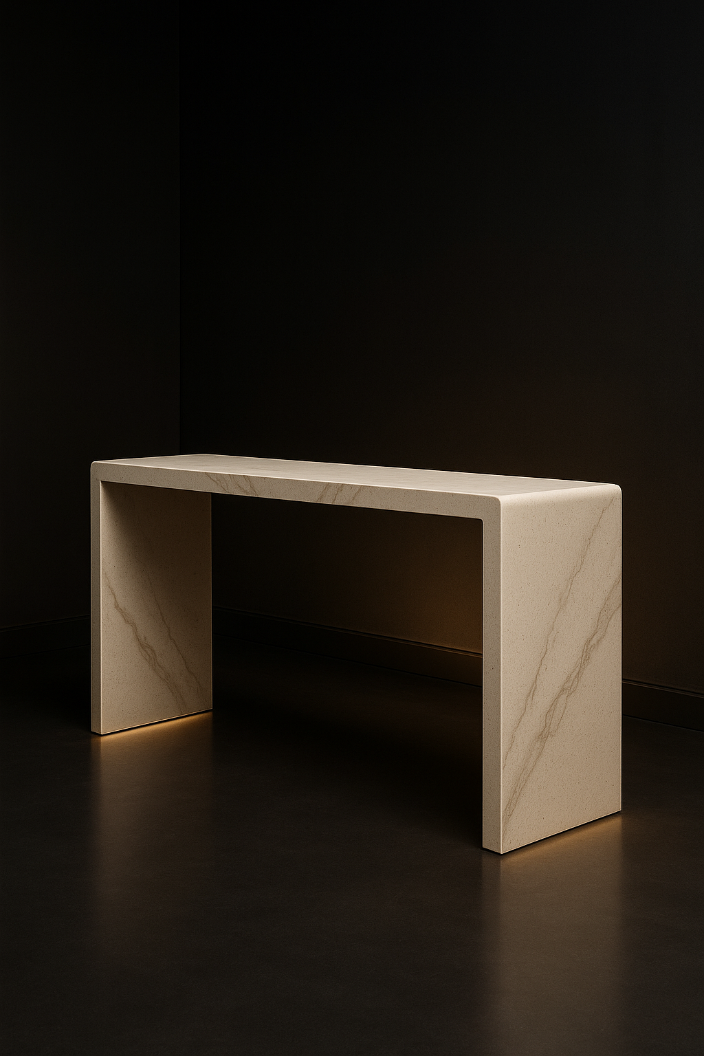 Ridge — Bench Console in a dark luxury setting