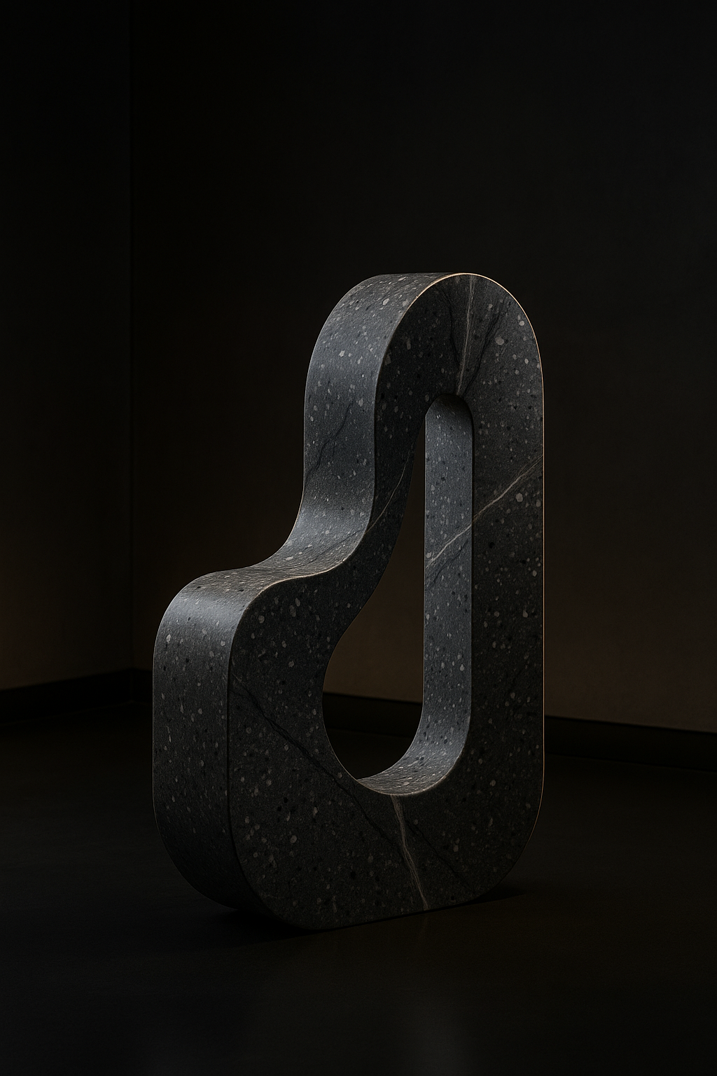 Sable — Sculptural Floor Art Piece in a dark luxury setting