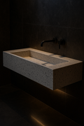 Sable — Trough-Basin Vanity in a dark luxury setting