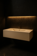 Selene — Single-Basin Floating Vanity in a dark luxury setting