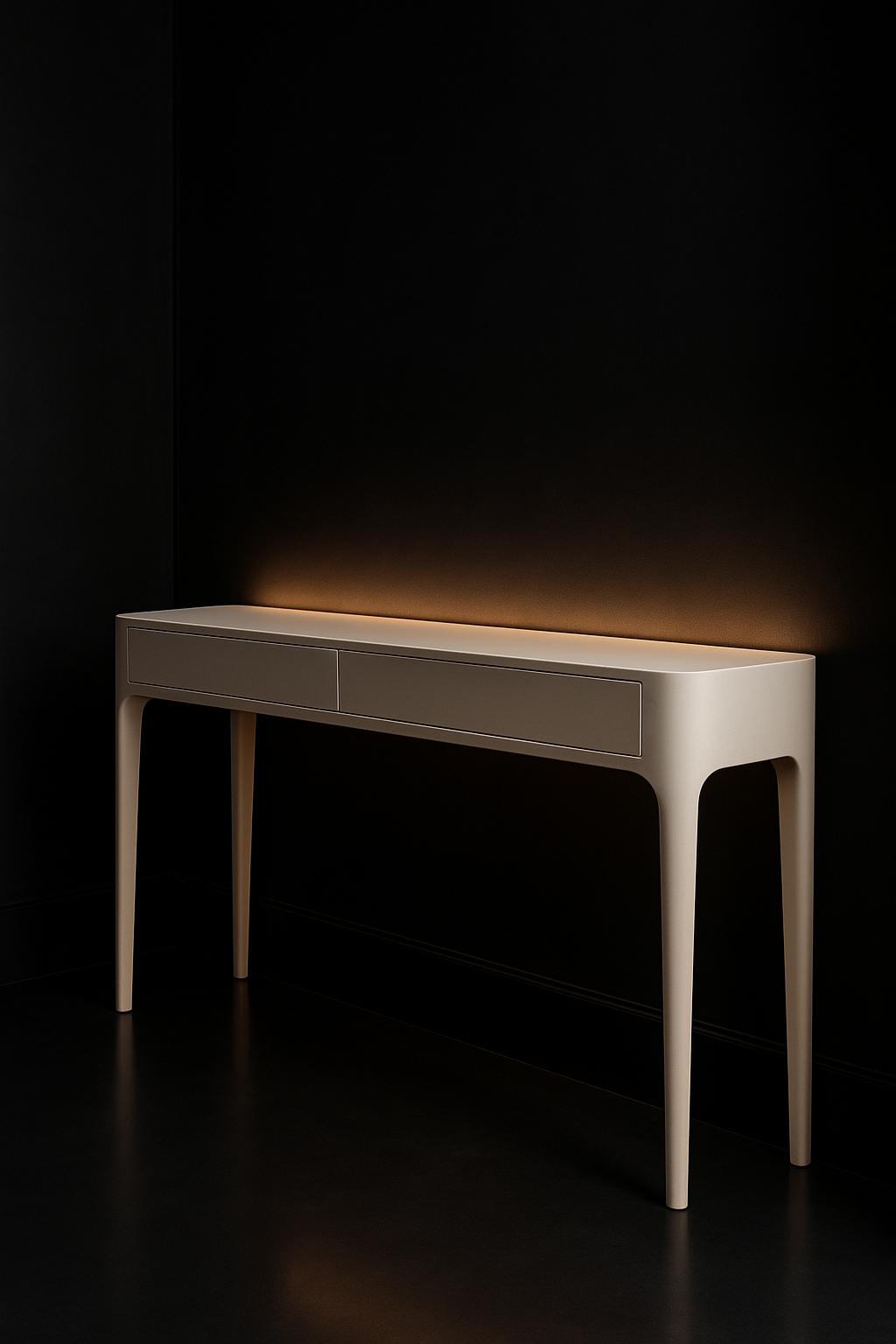 Selene — Slim Hallway Console in a dark luxury setting