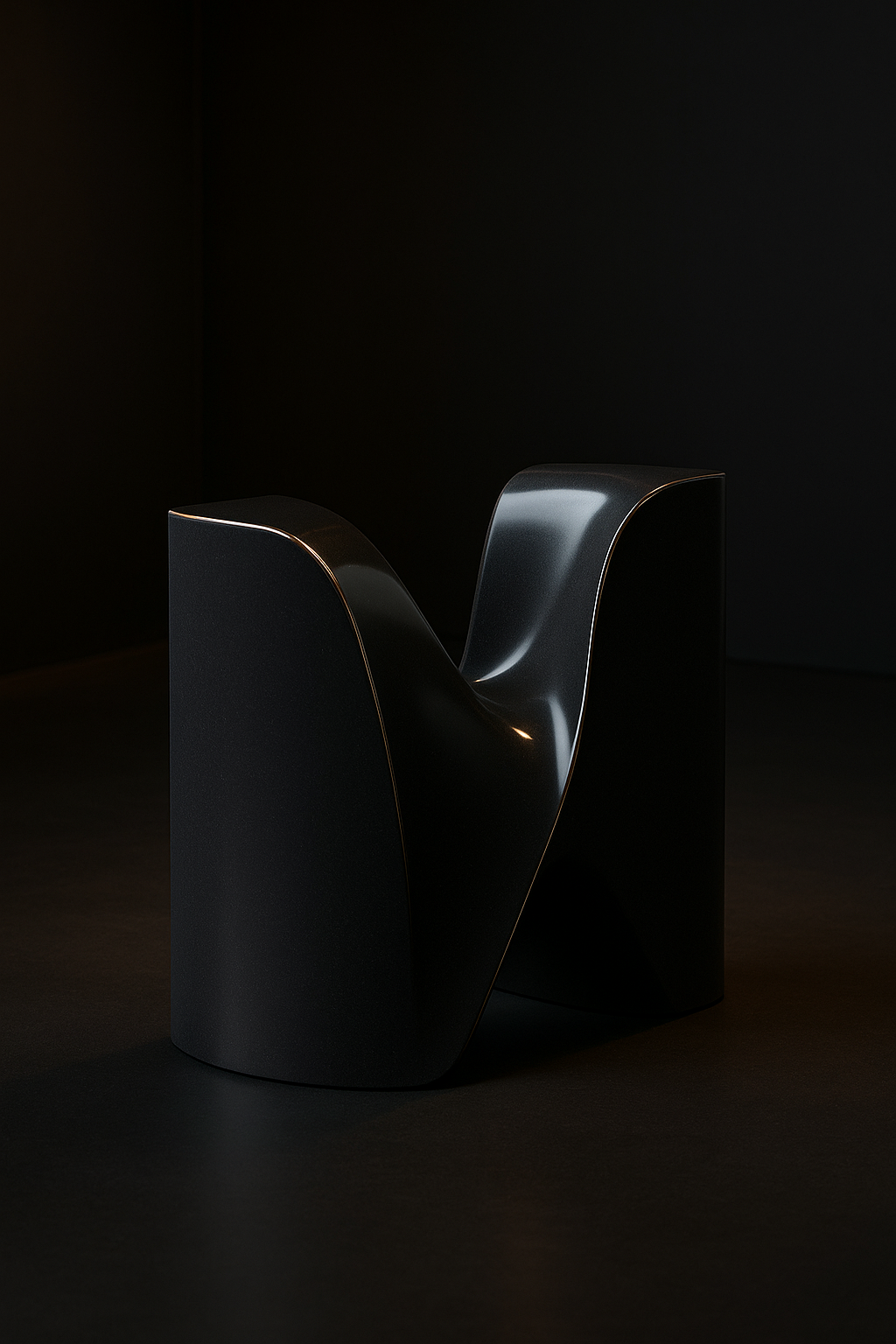 Serra — Minimalist Sculptural Object in a dark luxury setting