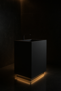 Serra — Freestanding Vanity in a dark luxury setting