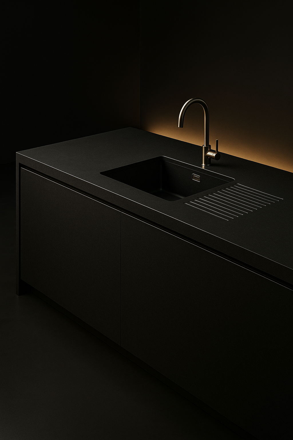 Serra — Bar Counter Top in a dark luxury setting