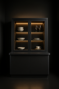 Serra — Crockery Unit With Counter in a dark luxury setting