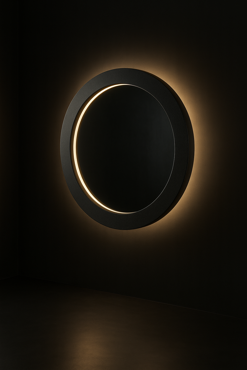 Serra — Illuminated Wall Mirror in a dark luxury setting