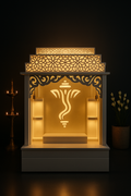 Sleek White Corian Altar: Contemporary Elegance in a dark luxury setting