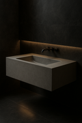 Solace — Single-Basin Floating Vanity in a dark luxury setting