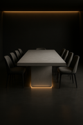 Solace — Rectangular Corian Dining Table in a dark luxury setting