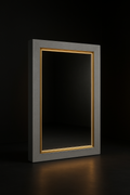 Solace — Backlit Corian-Framed Mirror in a dark luxury setting