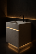 Strata — Freestanding Vanity in a dark luxury setting