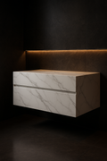 Tundra — Wall-Hung Vanity in a dark luxury setting