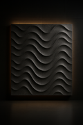 Vela — 3D CNC-Carved Wall Panel in a dark luxury setting