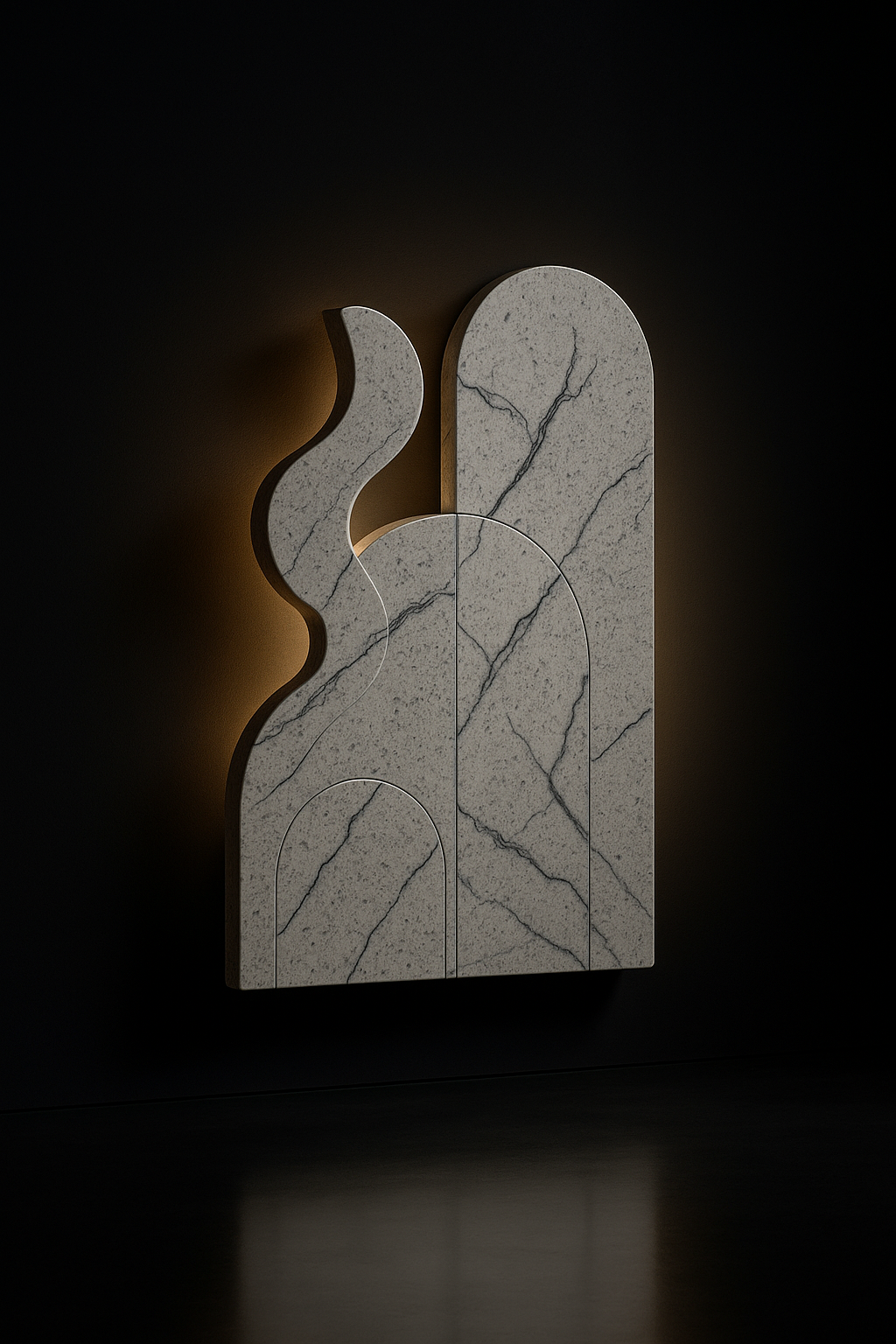 Vela — Abstract Wall Sculpture in a dark luxury setting
