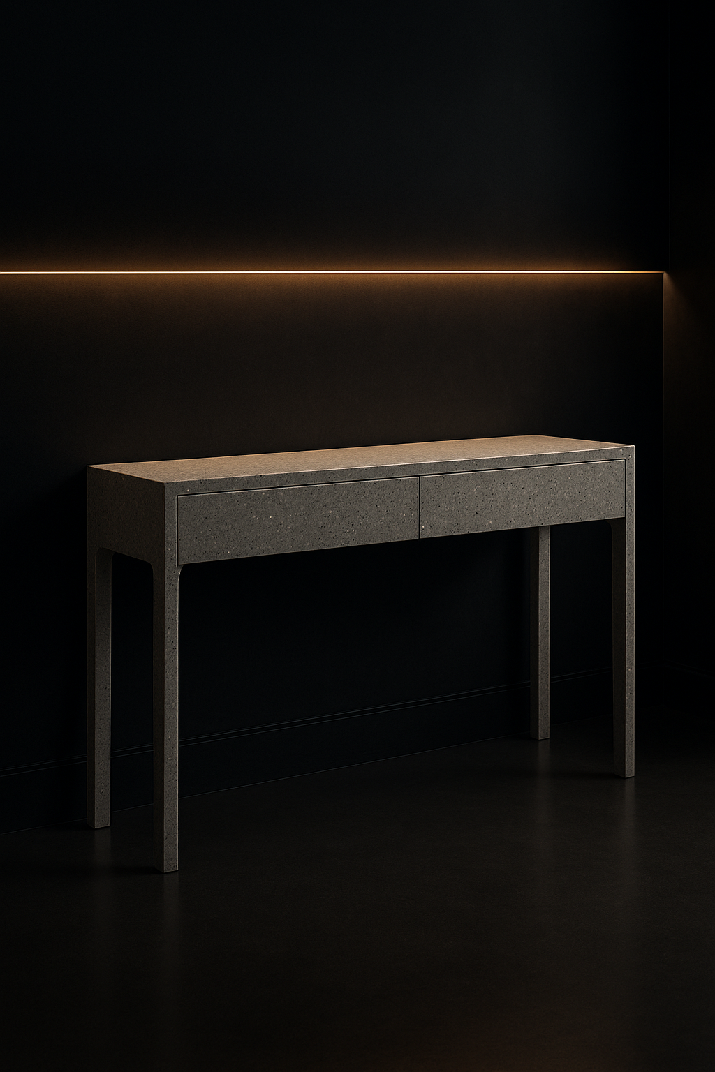 Vela — Slim Hallway Console in a dark luxury setting