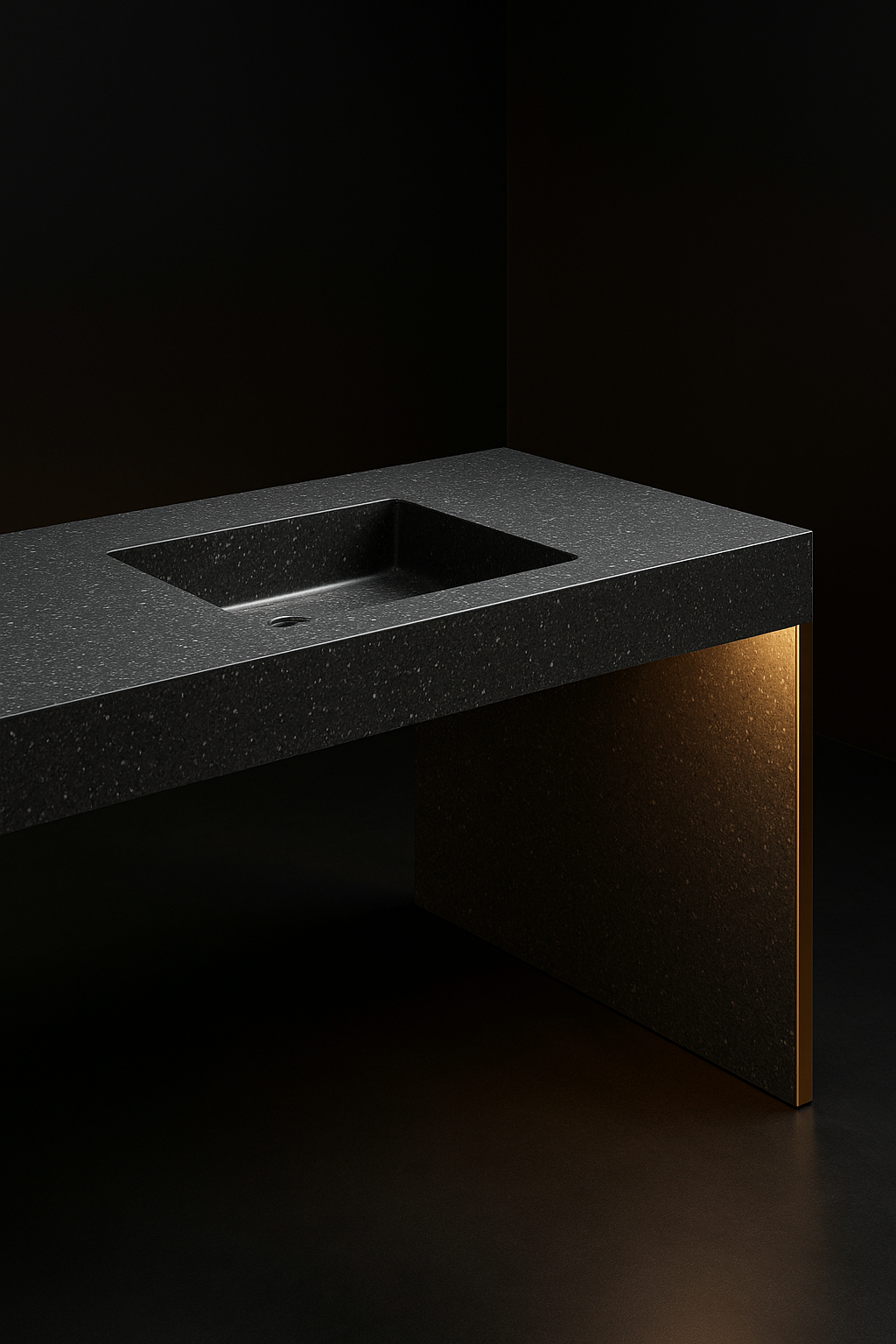 Vela — Vanity Counter Top in a dark luxury setting