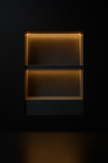 Vela — Niche Shelf Set in a dark luxury setting