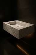 Veneer — Single-Basin Floating Vanity in a dark luxury setting