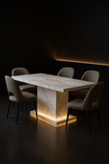 Veneer — Rectangular Corian Dining Table in a dark luxury setting